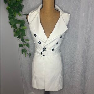 White House Black Market White Double-Breasted Mini Dress/Vested Jacket